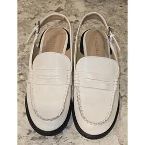 Simply Jules Slingback White Penny Loafer